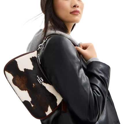 Coach Women's Teri Shoulder Bag With Cow Print Silver/Cow Multi