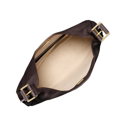 Michael Kors Women's Nolita Large Nubuck Hobo Shoulder Bag Chocolate