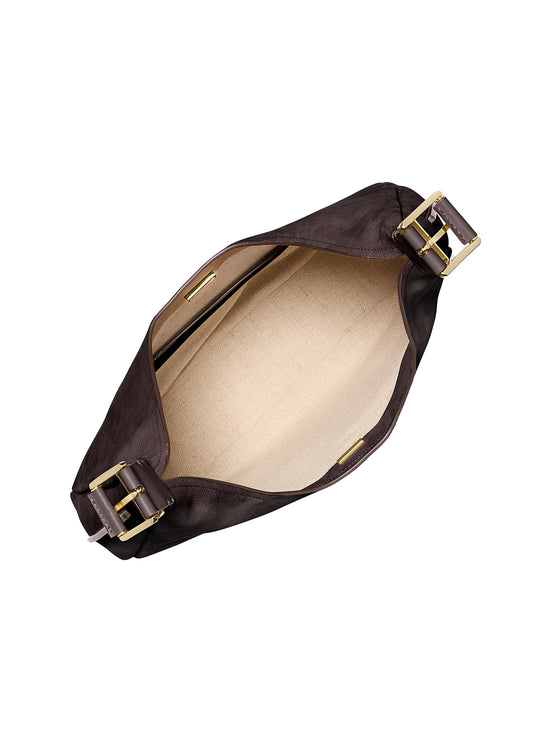 Michael Kors Women's Nolita Large Nubuck Hobo Shoulder Bag Chocolate