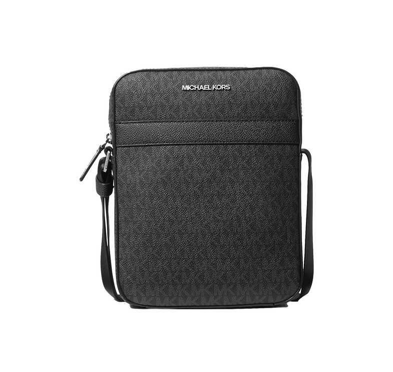 Michael Kors Men's Cooper Signature Logo Flight Bag Black/Silver