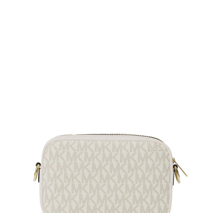 Michael Kors Women's Jet Set Small Signature Logo Camera Crossbody Bag Light Cream Multi/Gold