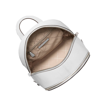 Michael Kors Women's Rhea Medium Pebbled Leather Backpack Optic White/Silver