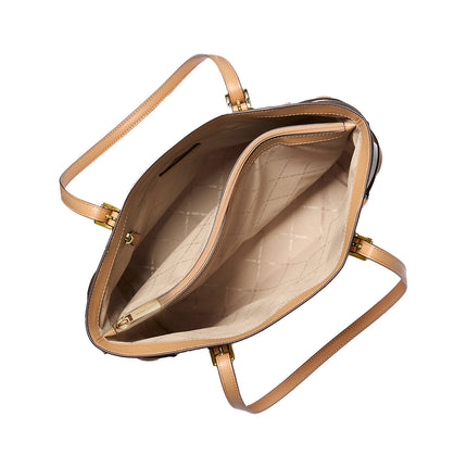 Michael Kors Women's Voyager Large Color-Block Signature Logo Tote Bag Pop Orange Multi