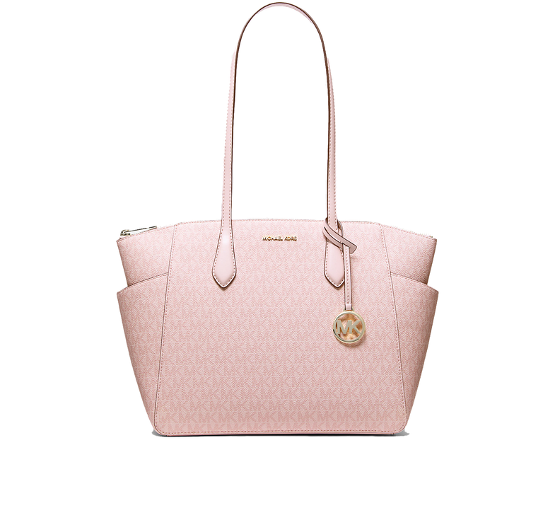 Michael Kors Women's Marilyn Medium Signature Logo Tote Bag Powder Blush Multi/Gold