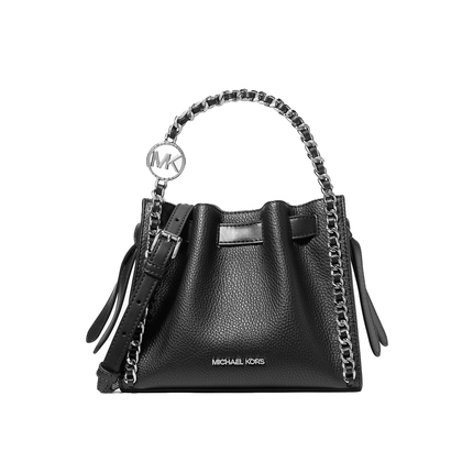 Michael Kors Women's Mina Small Chain Convertible Crossbody Bag Black/Silver