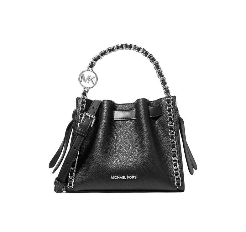 Michael Kors Women's Mina Small Chain Convertible Crossbody Bag Black/Silver