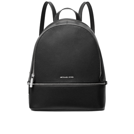 Michael Kors Women's Rhea Medium Pebbled Leather Backpack Black/Silver