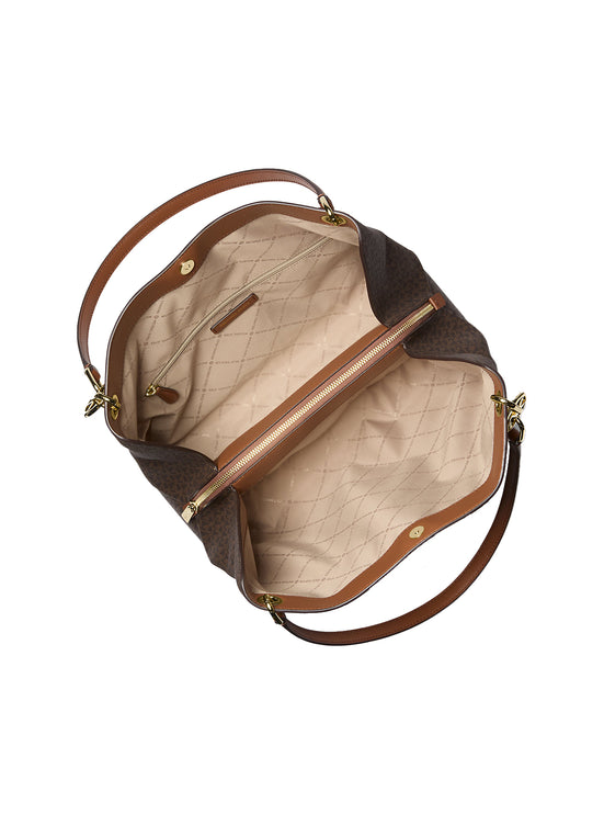 Michael Kors Women's Christina Large Signature Logo Shoulder Bag Brown/Gold