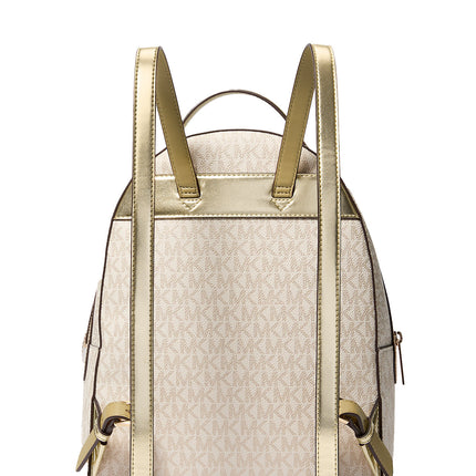 Michael Kors Women's Sheila Medium Two-Tone Signature Logo Backpack Pale Gold