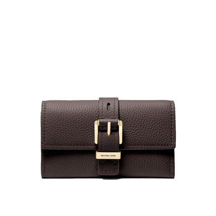 Michael Kors Women's Nolita Medium Pebbled Leather Tri-Fold Wallet Chocolate