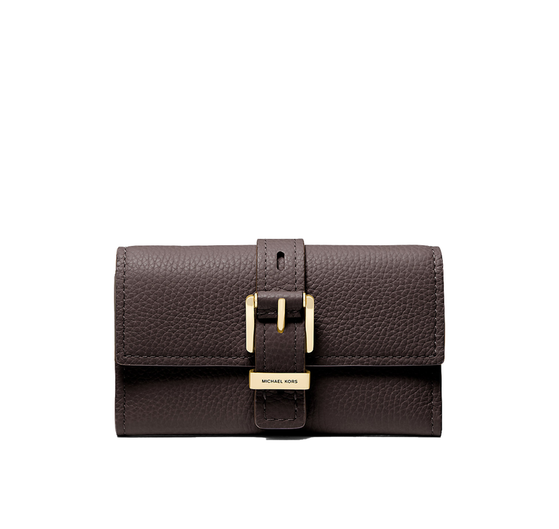 Michael Kors Women's Nolita Medium Pebbled Leather Tri-Fold Wallet Chocolate