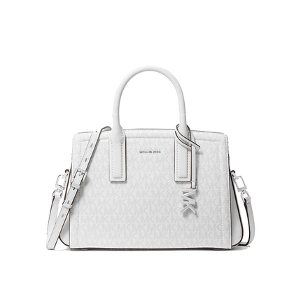 Michael Kors Women's Laila Small Signature Logo Satchel Bag Optic/Allum