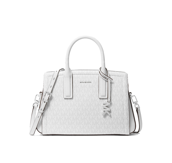 Michael Kors Women's Laila Small Signature Logo Satchel Bag Optic/Allum