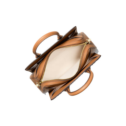 Michael Kors Women's Laila Small Signature Logo Satchel Bag Brown/Acorn/Gold