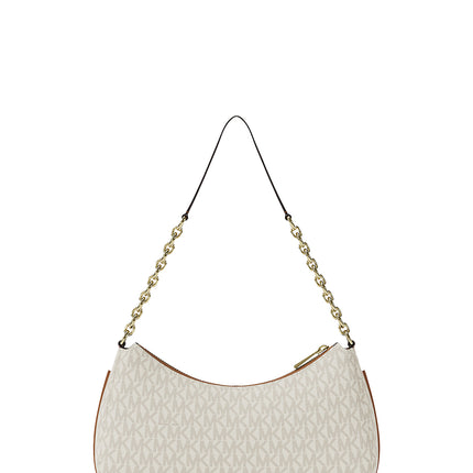 Michael Kors Women's Nolita Medium Signature Logo Chain Pochette Bag Vanilla/Acorn/Gold