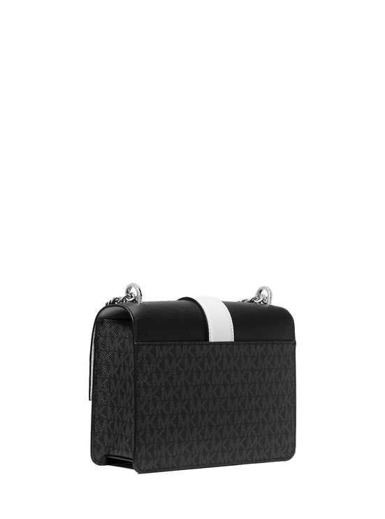 Michael Kors Women's Greenwich Small Color-Block Signature Logo Crossbody Bag Black Combo