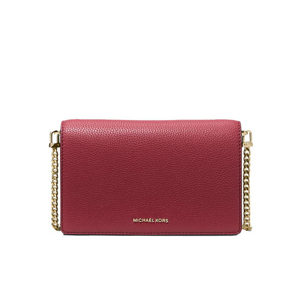 Michael Kors Women's Jet Set Medium Pebbled Leather Crossbody Bag Deep Red