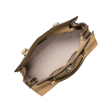 Michael Kors Women's Hamilton Moderne Large Leather Satchel Bag Husk