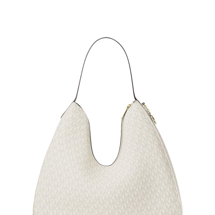 Michael Kors Women's Nayla Medium Signature Logo Shoulder Bag Light Cream Multi/Gold