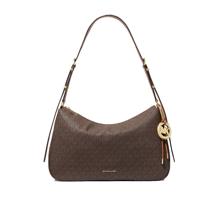 Michael Kors Women's Nolita Medium Signature Logo Shoulder Bag Brown/Acorn/Gold