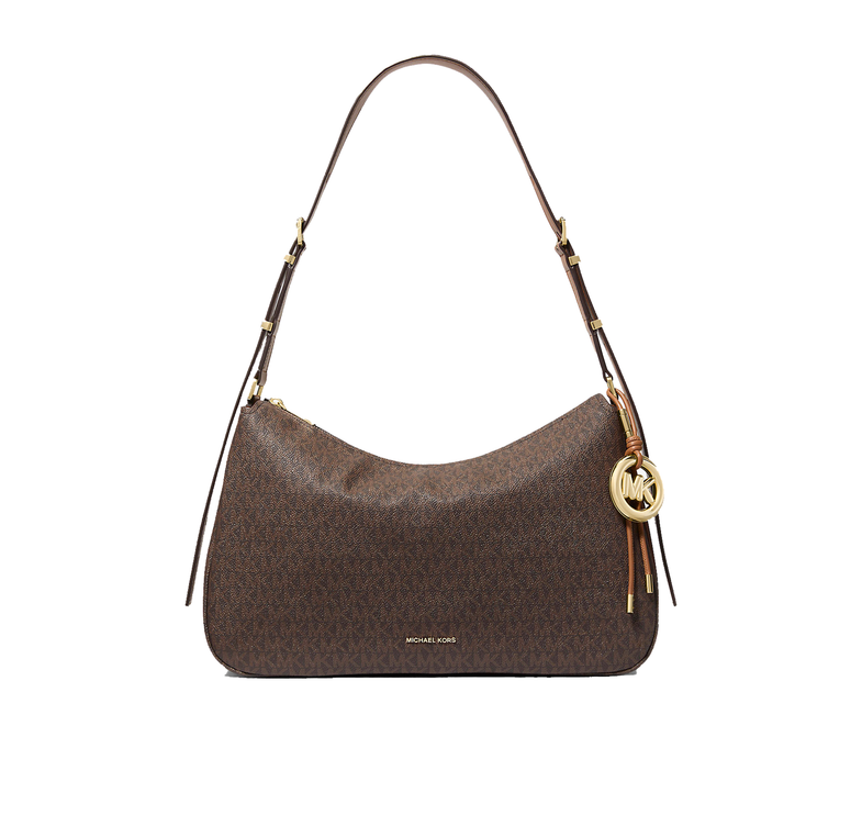 Michael Kors Women's Nolita Medium Signature Logo Shoulder Bag Brown/Acorn/Gold