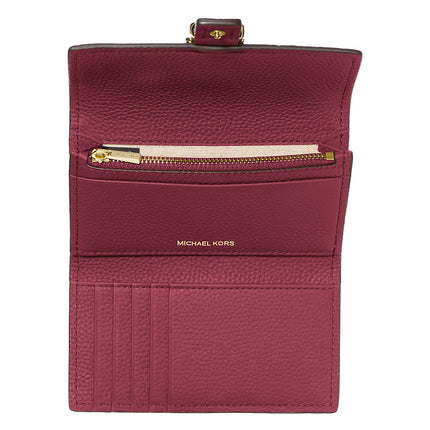 Michael Kors Women's Nolita Medium Pebbled Leather Tri-Fold Wallet Mulberry/Gold