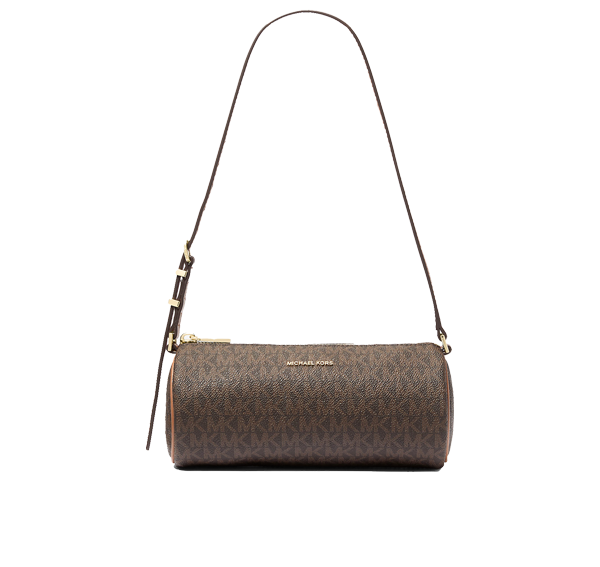Michael Kors Women's Izzy Small Signature Logo Barrel Pochette Brown/Acorn/Gold