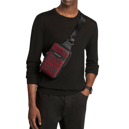 Michael Kors Men's Cooper Medium Graphic Logo Sling Pack Bright Red