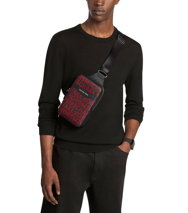 Michael Kors Men's Cooper Medium Graphic Logo Sling Pack Bright Red