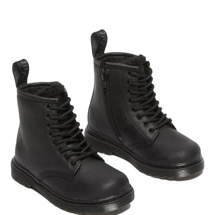 Dr. Martens Unisex Toddler 1460 Faux Fur Lined Boots Black - Republic Waterproof