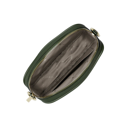 Michael Kors Women's Jet Set Small Pebbled Leather Camera Crossbody Bag Moss/Gold