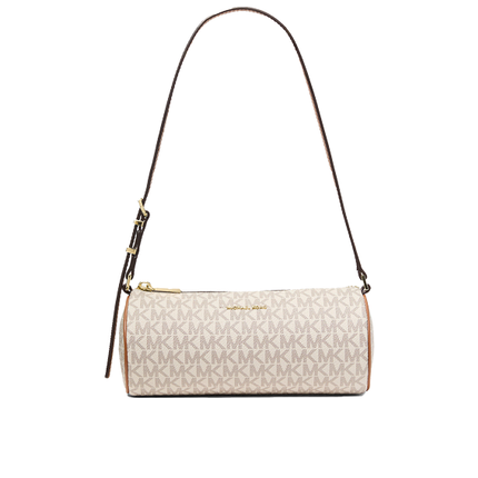 Michael Kors Women's Izzy Small Signature Logo Barrel Pochette Vanilla/Acorn/Gold