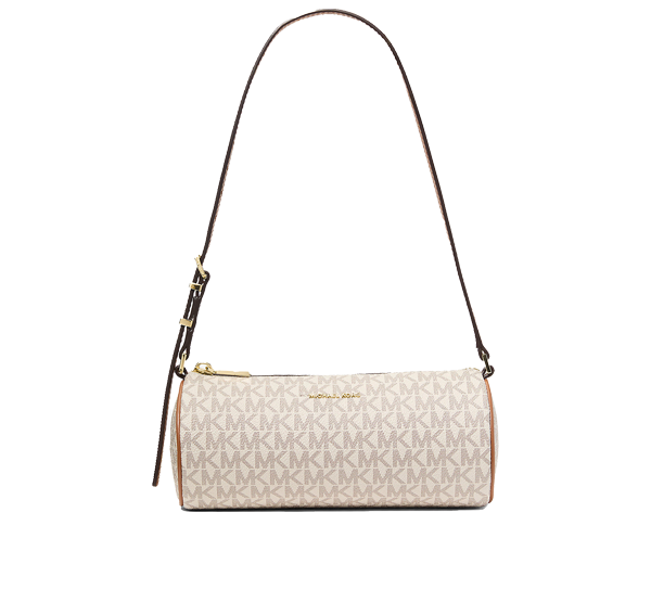 Michael Kors Women's Izzy Small Signature Logo Barrel Pochette Vanilla/Acorn/Gold