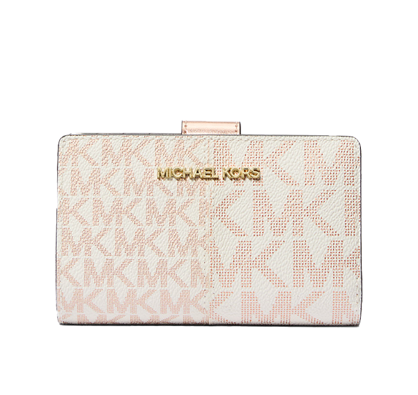 Michael Kors Women's Jet Set Medium Metallic Logo Wallet Rose Gold