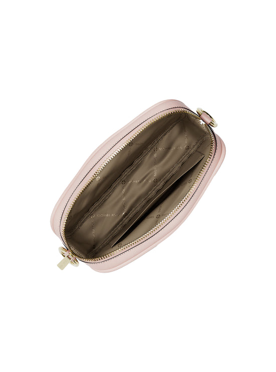 Michael Kors Women's Jet Set Small Signature Logo Camera Crossbody Bag Powder Blush/Gold