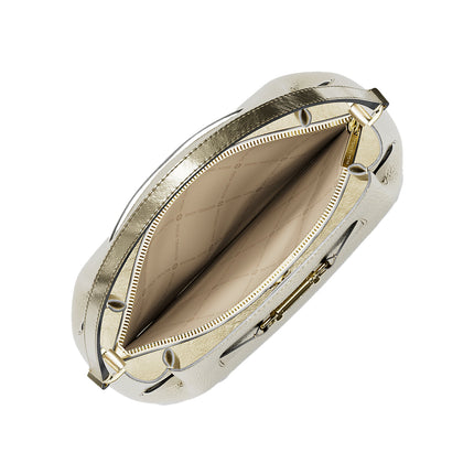 Michael Kors Women's Carson Medium Metallic Convertible Bucket Crossbody Bag Pale Gold