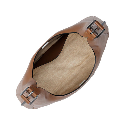 Michael Kors Women's Nolita Large Pebbled Leather Hobo Shoulder Bag Luggage/Silver