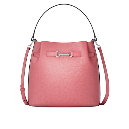 Michael Kors Women's Carson Medium Pebbled Leather Convertible Bucket Crossbody Bag Hibiscus/Silver