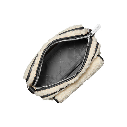 Michael Kors Women's Bradshaw Extra-Small Faux Shearling Camera Crossbody Bag Black