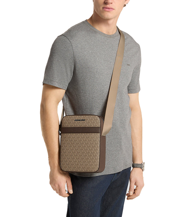 Michael Kors Men's Cooper Signature Logo Flight Bag Camel
