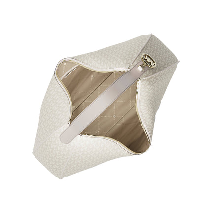 Michael Kors Women's Nayla Medium Signature Logo Shoulder Bag Light Cream Multi/Gold