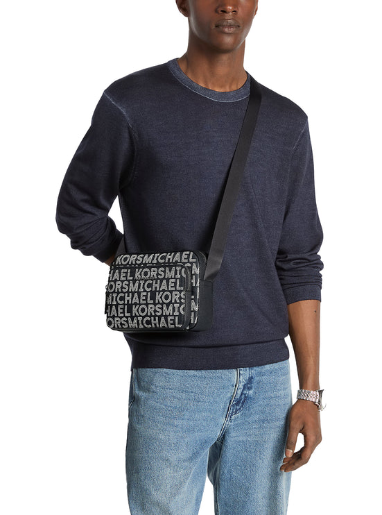 Michael Kors Men's Cooper Graphic Logo Flight Bag Bright White