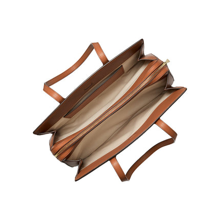 Michael Kors Women's Laila Medium Leather Tote Bag Luggage/Gold