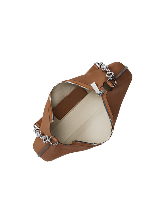 Michael Kors Women's Nolita Medium Nubuck Chain Pochette Bag Luggage/Silver