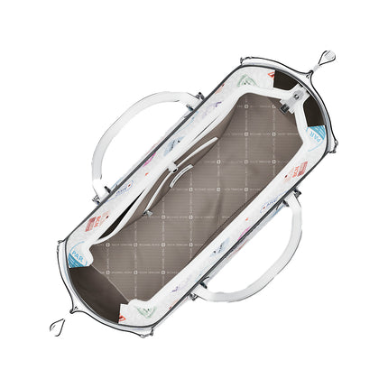 Michael Kors Women's Voyager Large Printed Signature Logo Tote Bag Optic White