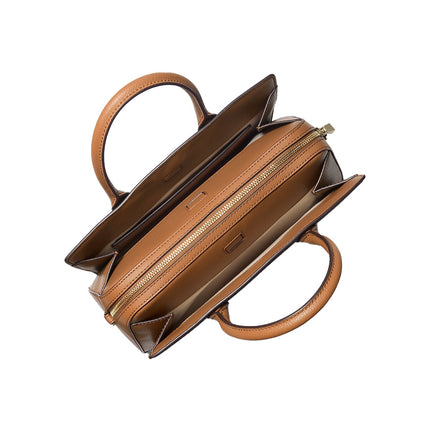 Michael Kors Women's Laila Medium Signature Logo Satchel Bag Brown/Acorn/Gold