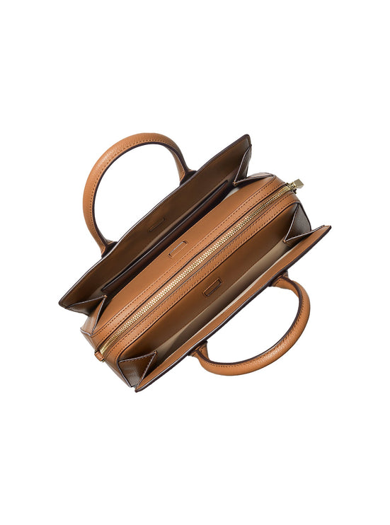 Michael Kors Women's Laila Medium Signature Logo Satchel Bag Brown/Acorn/Gold