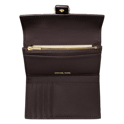 Michael Kors Women's Nolita Medium Pebbled Leather Tri-Fold Wallet Chocolate