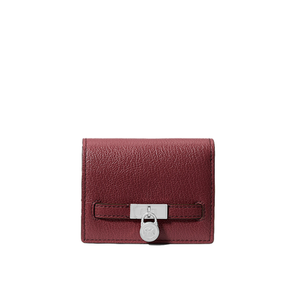Michael Kors Women's Hamilton Moderne Small Leather Wallet Oxblood/Silver