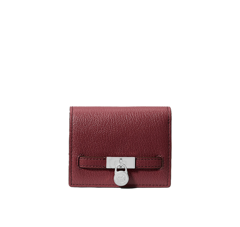 Michael Kors Women's Hamilton Moderne Small Leather Wallet Oxblood/Silver
